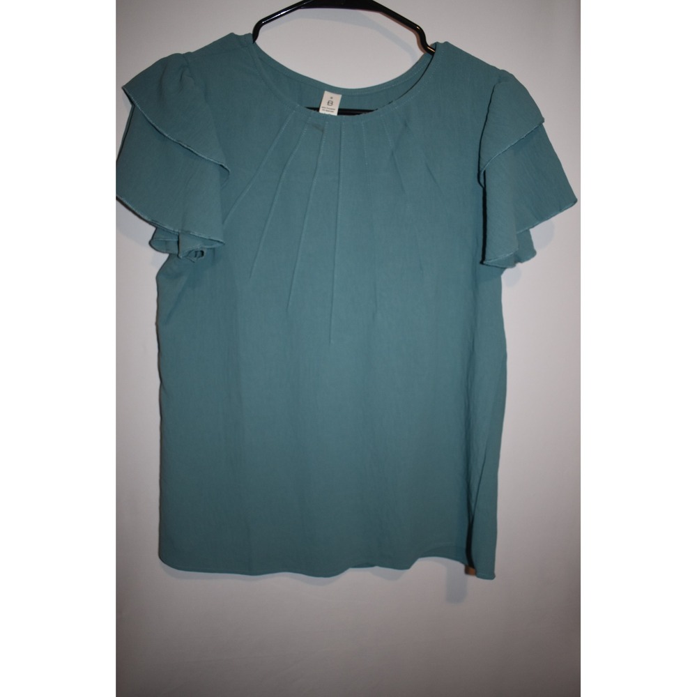 Women's Cap Sleeve Versatile Blouse Teal Size Small